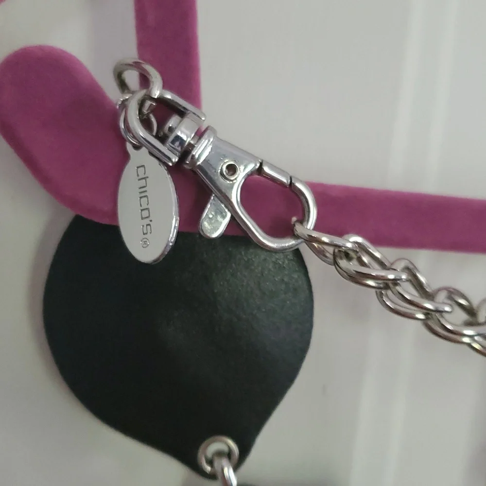 Chico's Ophelia Sparkle Leather Medallion Chain Style Belt - Picture 5 of 6